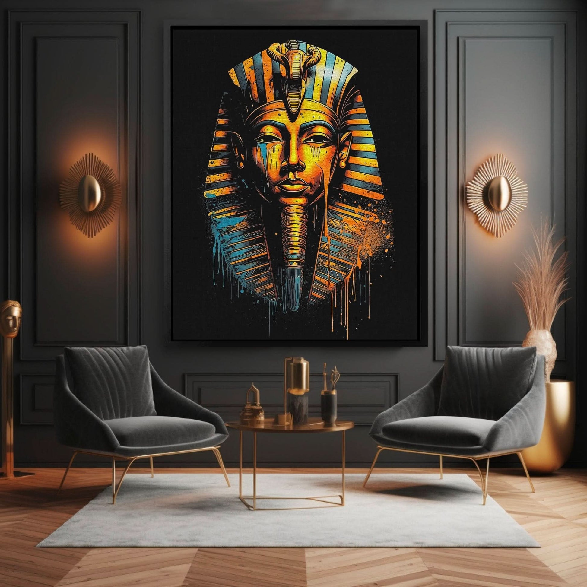 Dripping Pharaoh - Pop Art Wall Art in Black Frame