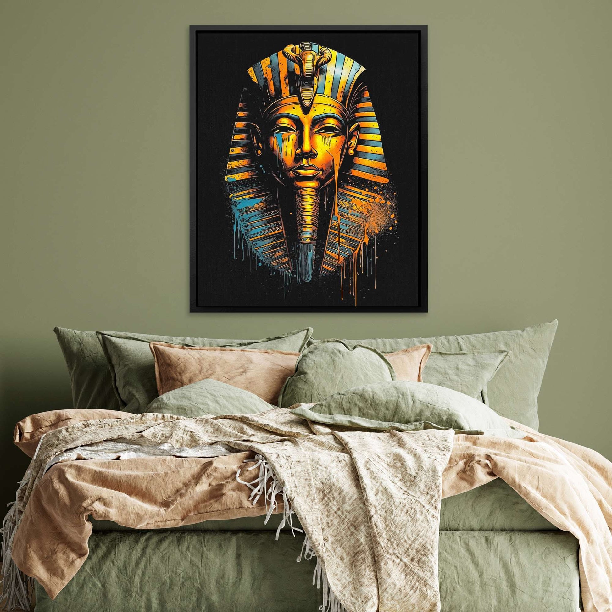 Dripping Pharaoh - Pharaoh Wall Art in Black Frame