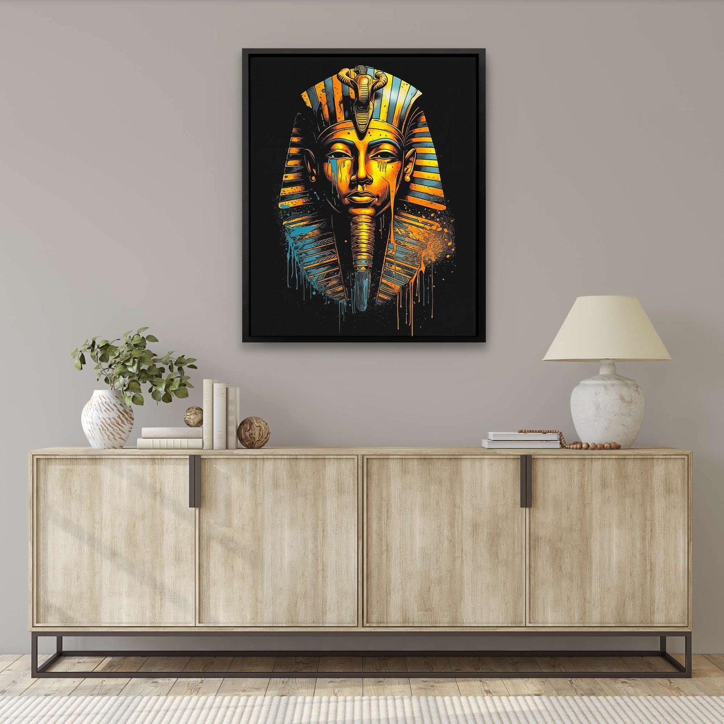 Dripping Pharaoh - Pop Art Black Canvas Wall Art