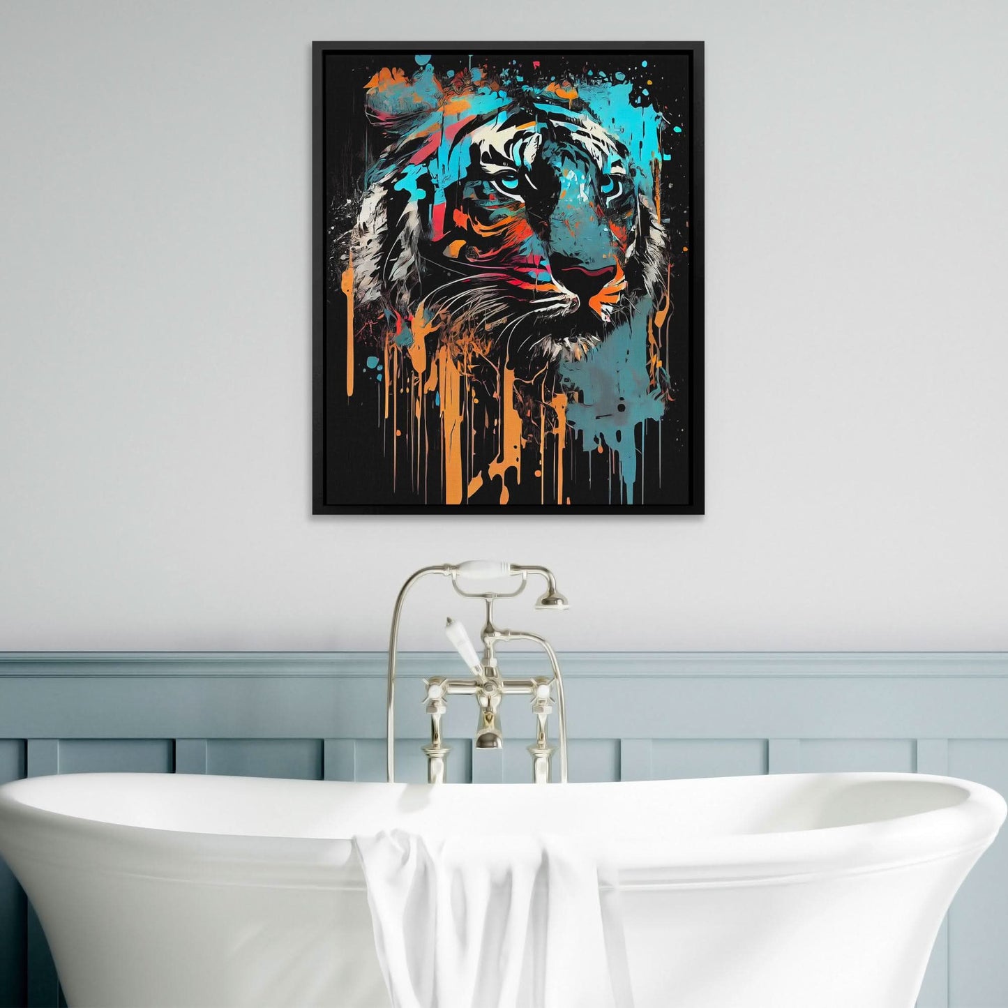 Dripping Stripes - Pop Art Wall Art in Black Frame