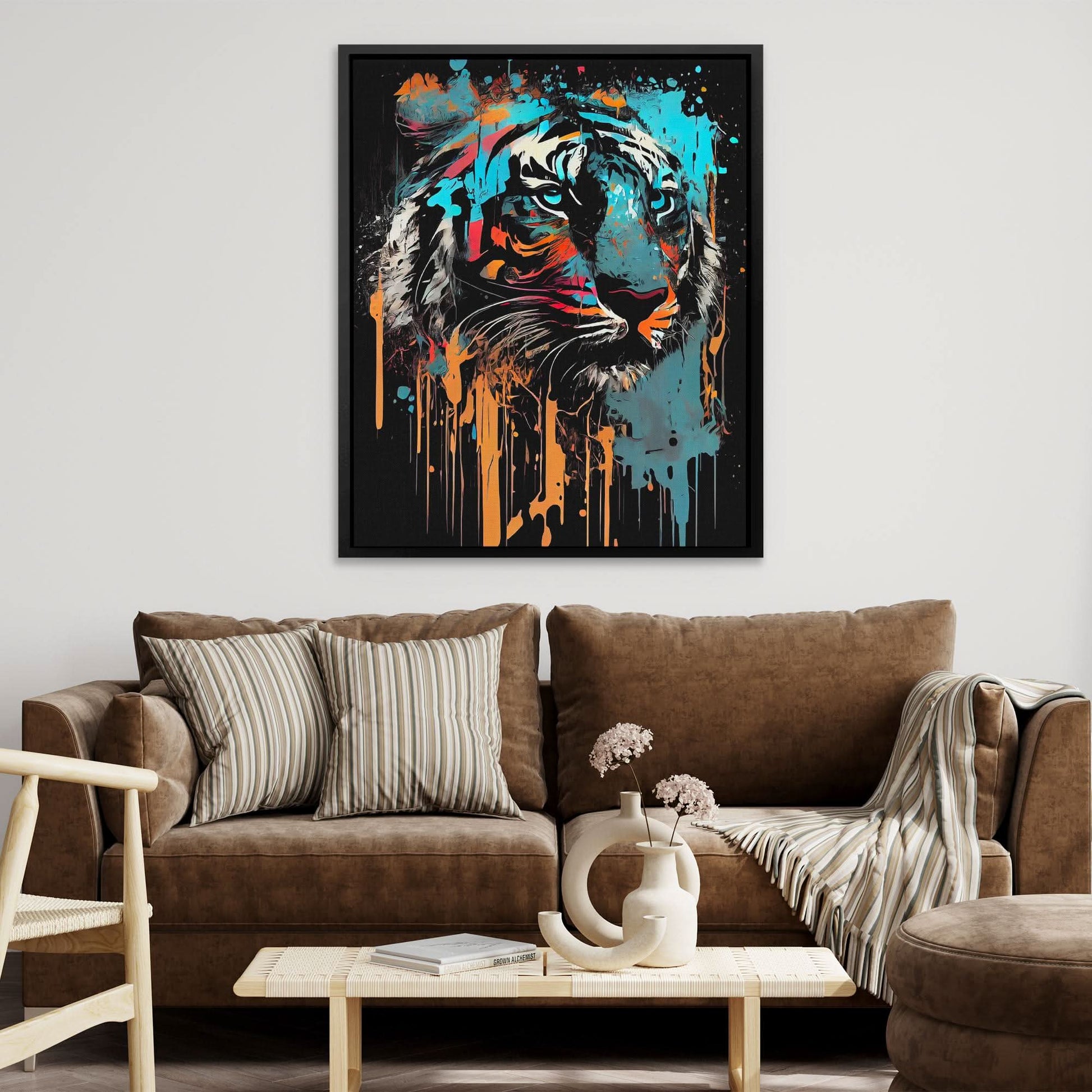 Dripping Stripes - Blue Tiger Canvas Print
