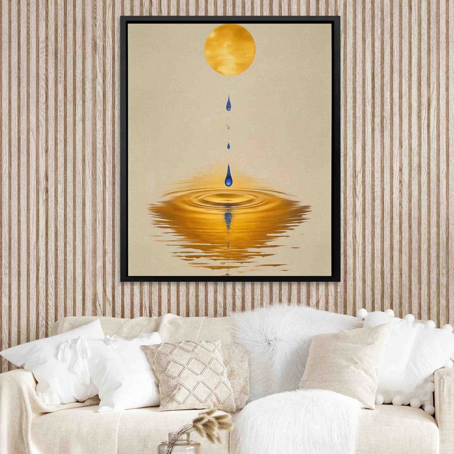 Dripping Sun - Beige Wall Art