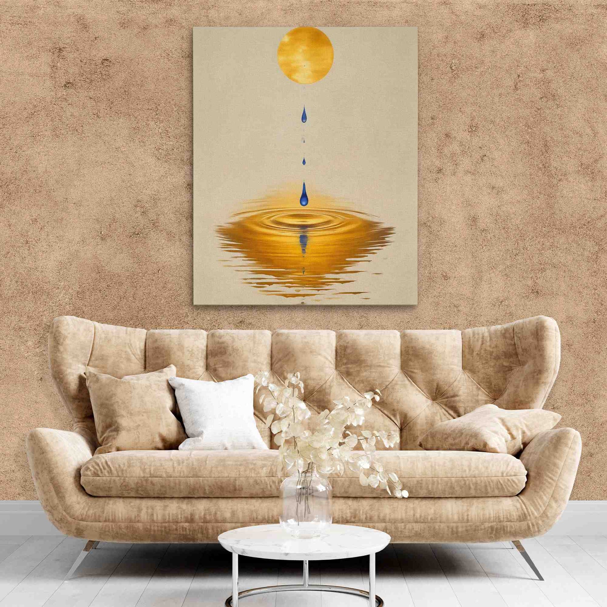Dripping Sun - Minimalist Yellow Canvas Wall Art