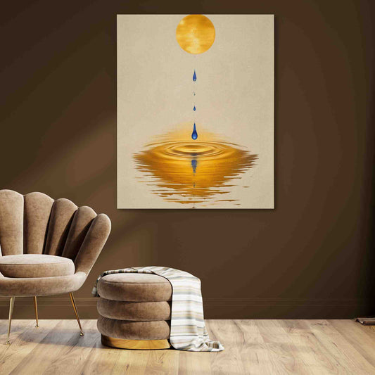 Dripping Sun - Abstract Wall Art in Black Frame