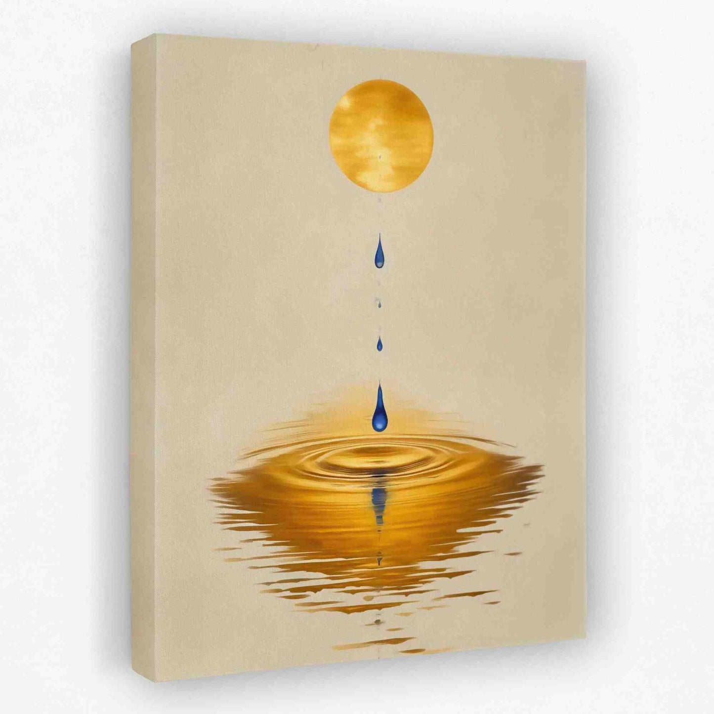 Dripping Sun - Mustard Canvas Wall Art