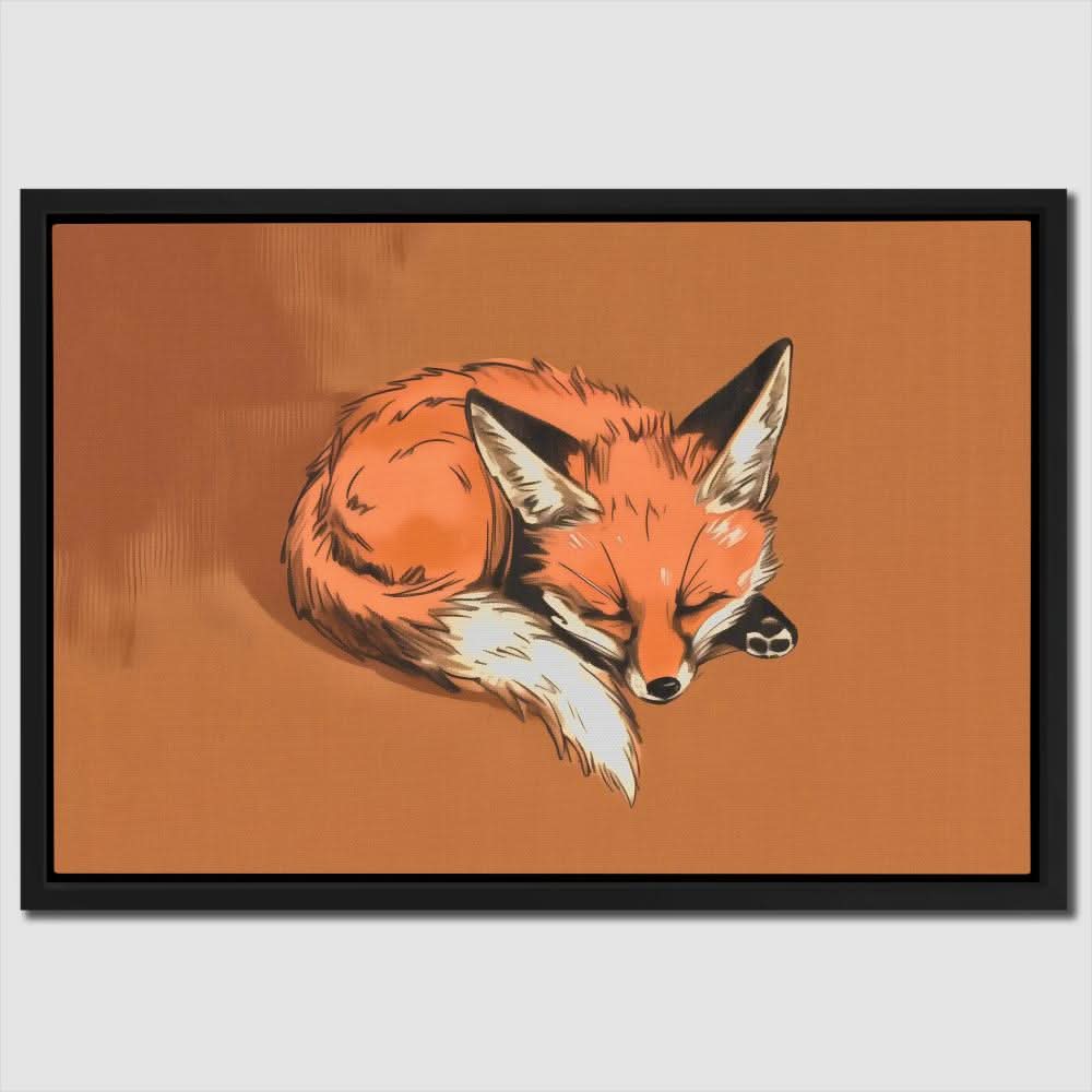 Drowsy Fox - Brown Canvas Wall Art