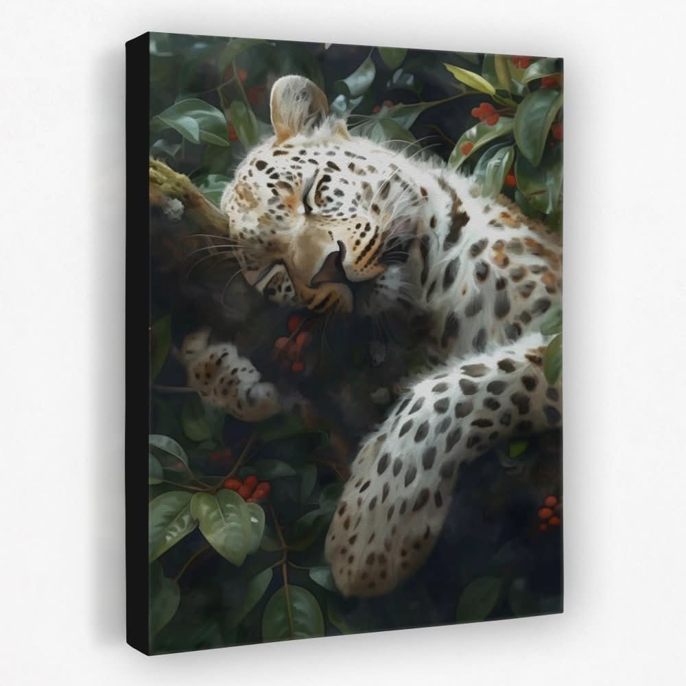 Drowsy Leopard - Animals Canvas Wall Art