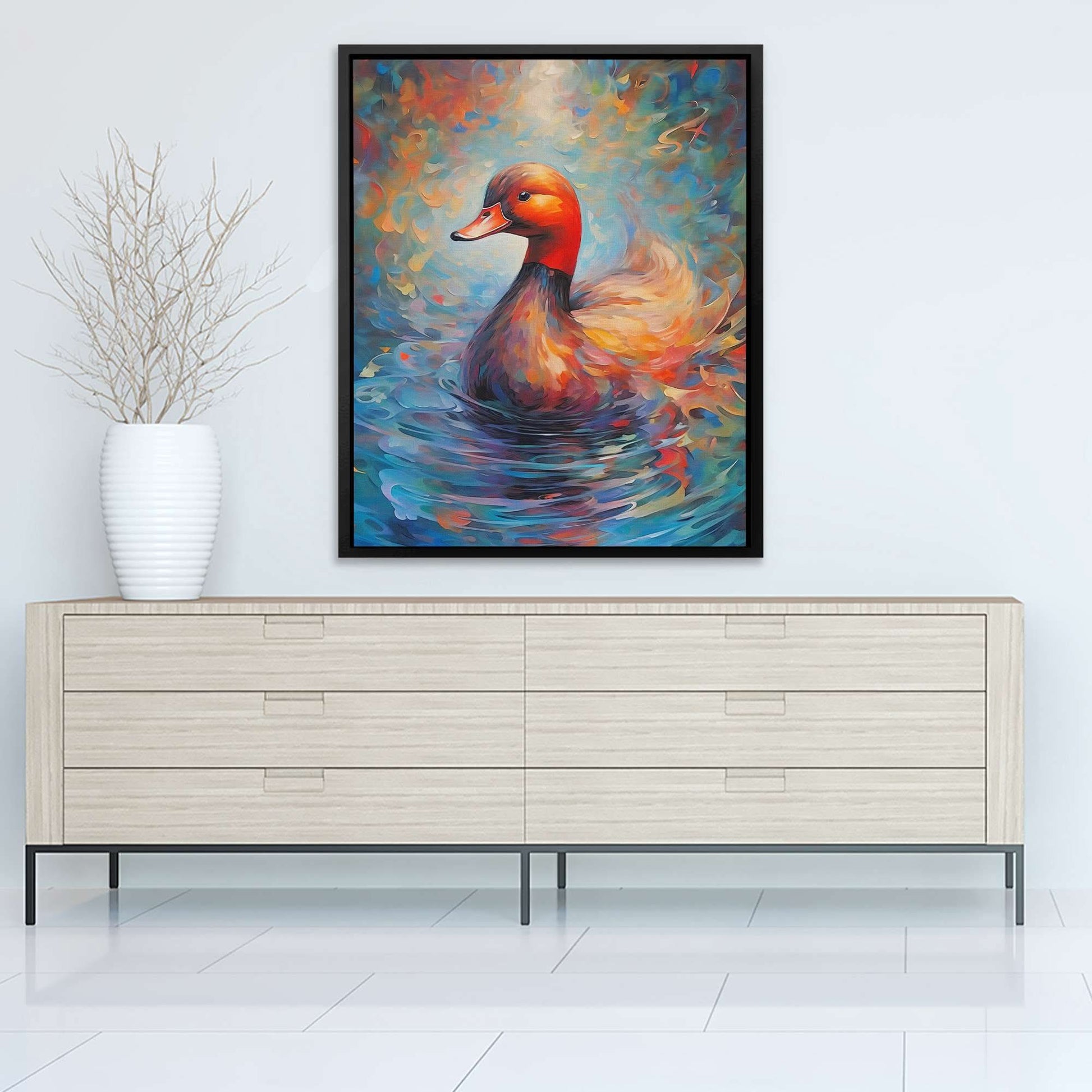 Duck's Delight - Blue Canvas Wall Art