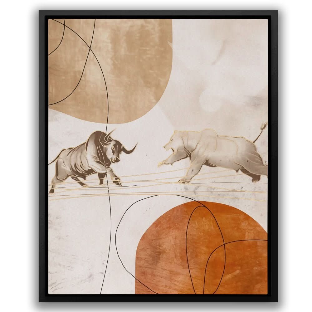 Dueling Nature - Bear Wall Art in Black Frame