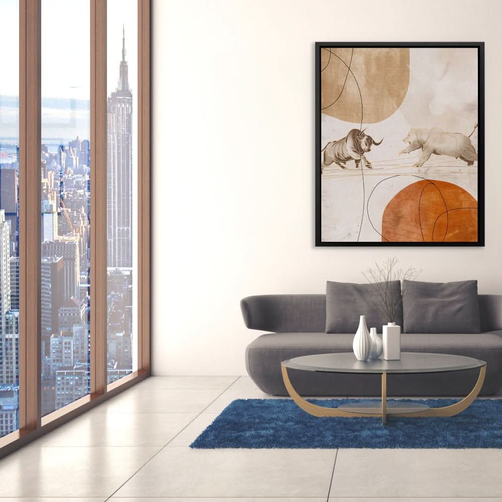 Dueling Nature - Contemporary Wall Art in Black Frame