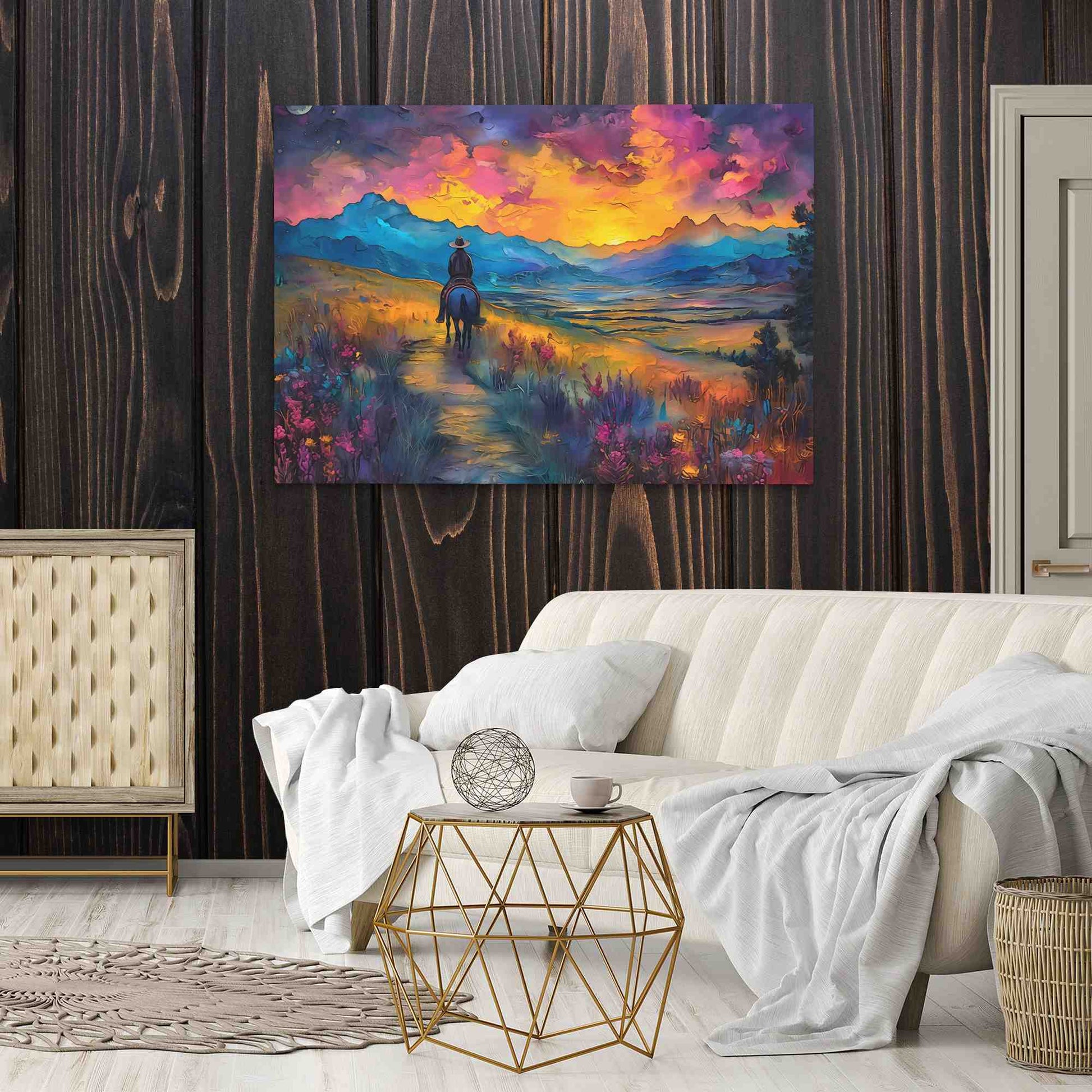Dusk Mountain - Colorful Canvas Wall Art
