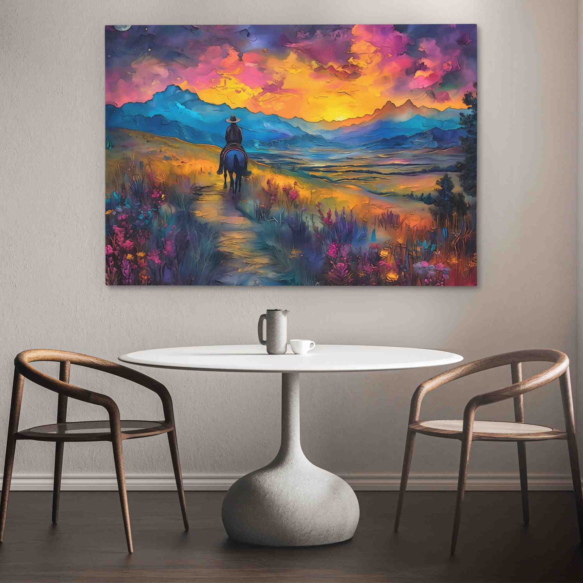 Dusk Mountain - Wall Art in Black Frame