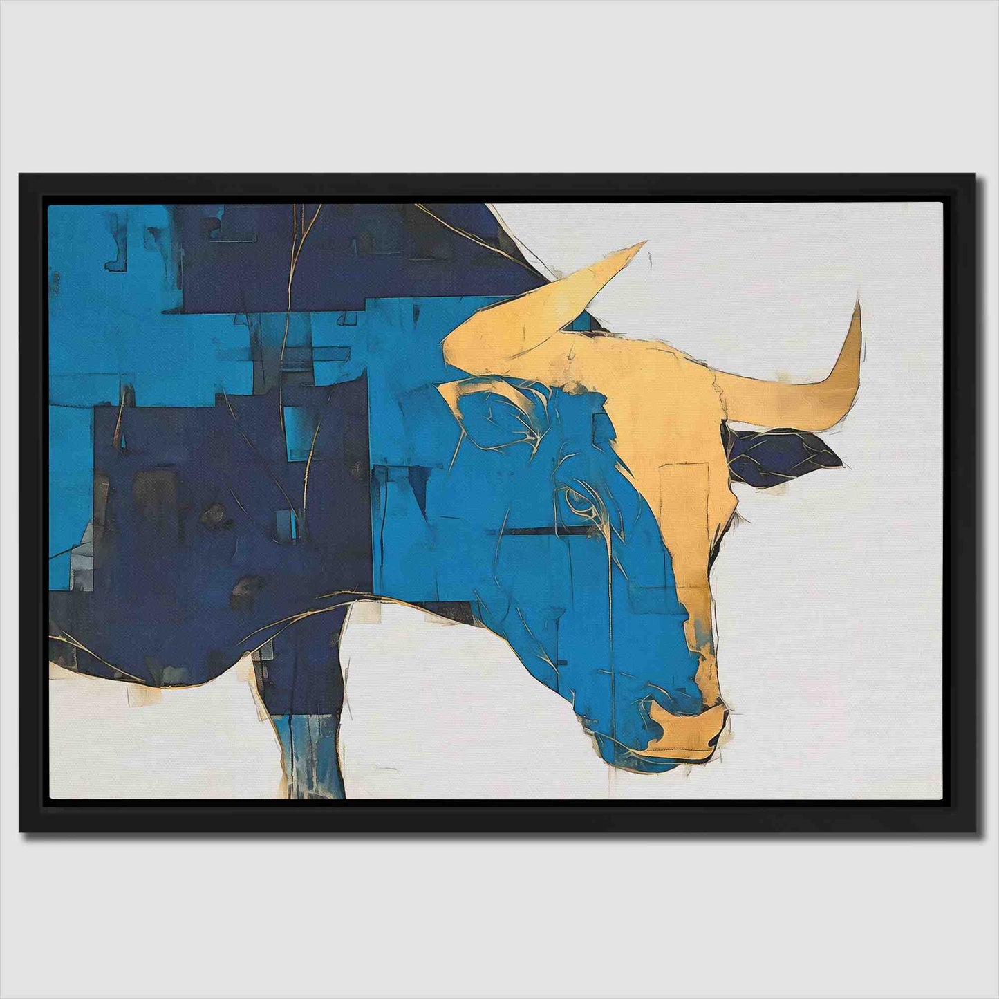 Dynamic Dimension - Blue Blue and Gold Canvas Print