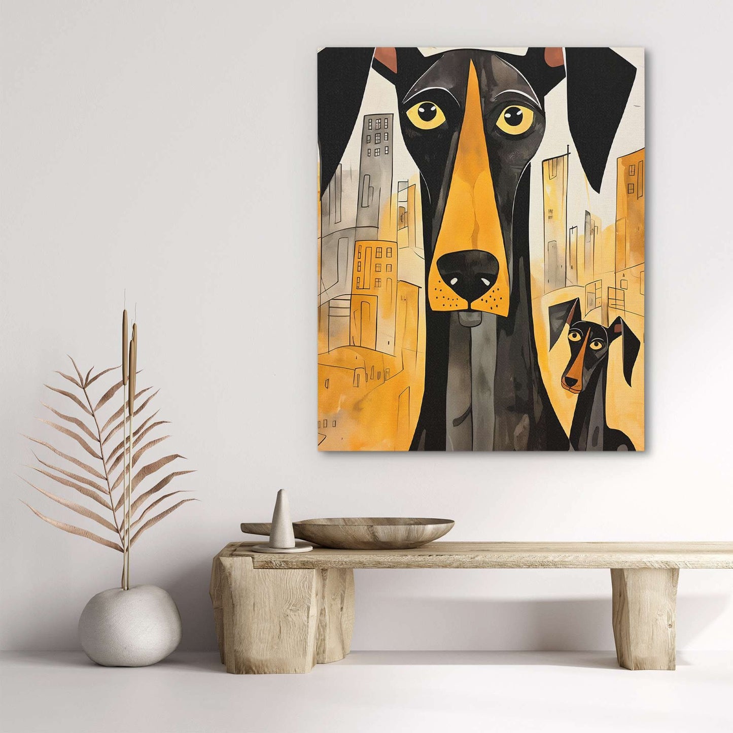Dynamic Dobermans - Black and Gold Doberman Canvas Print