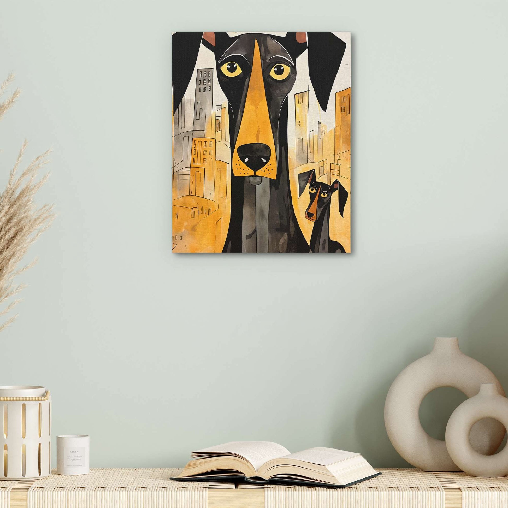 Dynamic Dobermans - Wall Art in Black Frame