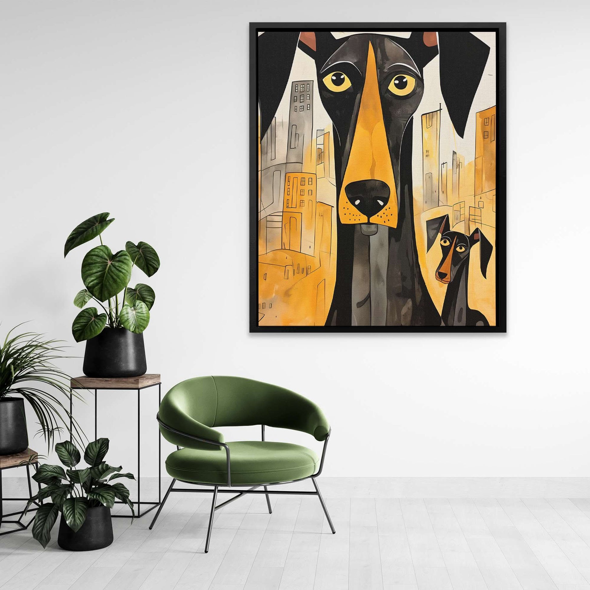 Dynamic Dobermans - Black and Gold Wall Art