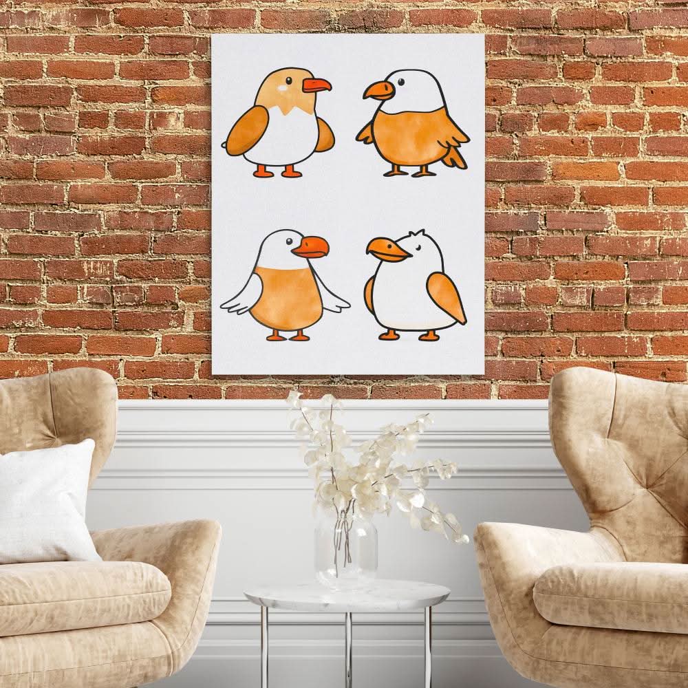 Eagle Gathering - Fun Wall Art in Black Frame