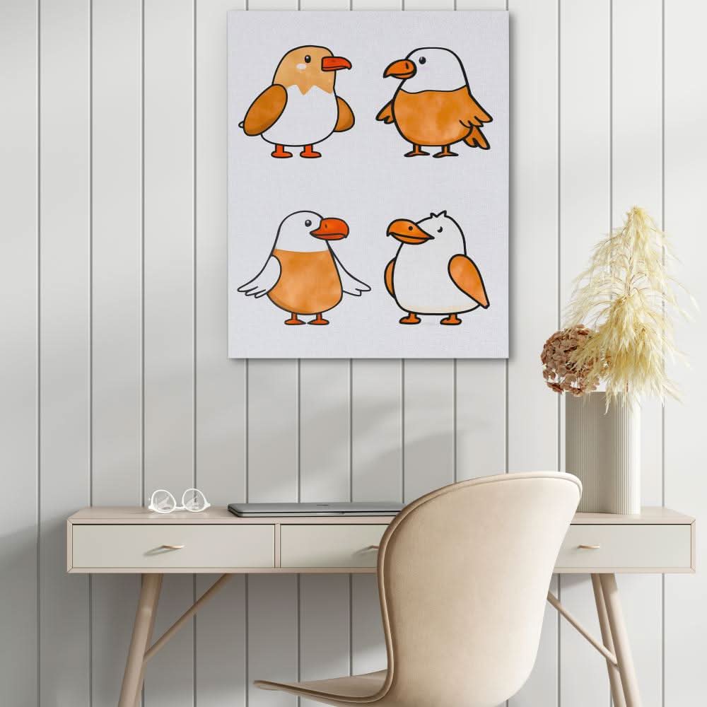 Eagle Gathering - Modern Brown Canvas Wall Art