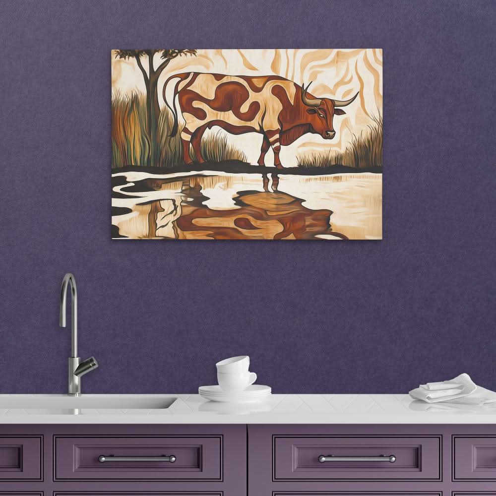 Earth and Strength - Bull Art for Hallway