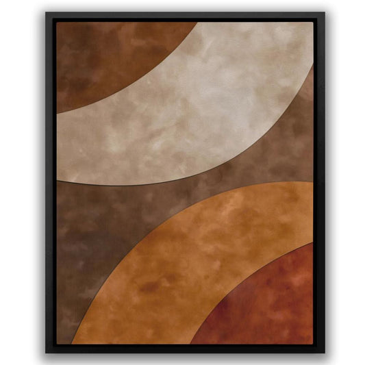 Earth Tone Shapes - Abstract Wall Art in Black Frame
