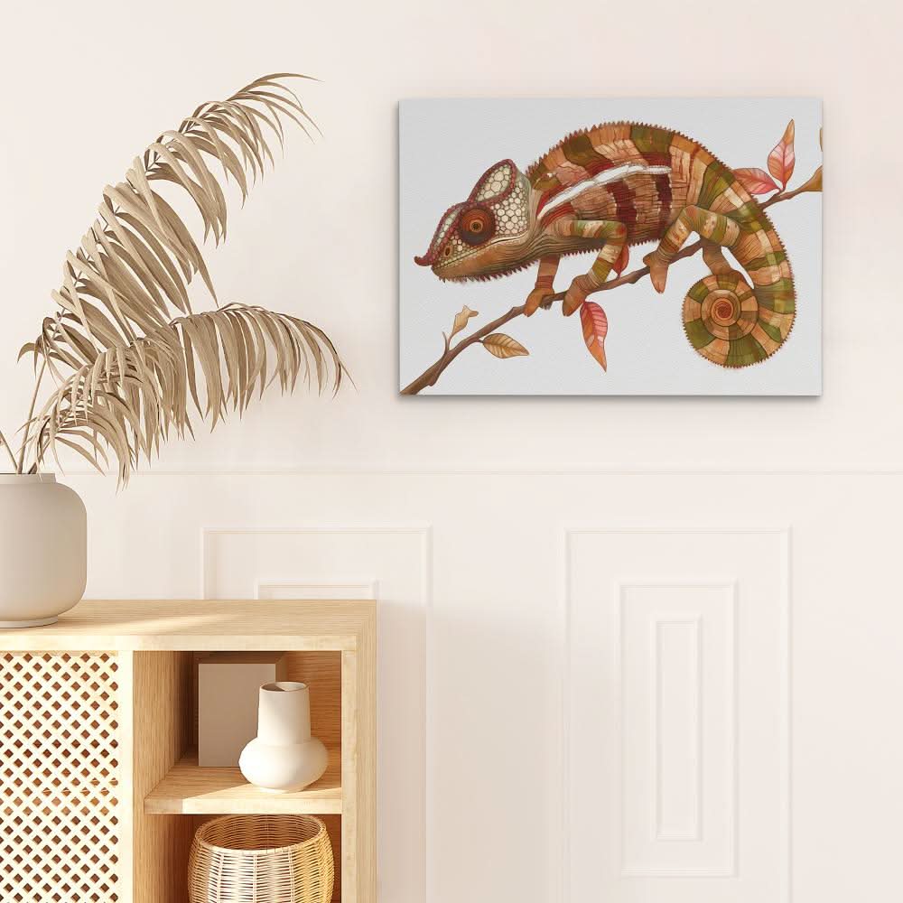 Earthly Chameleon - Brown Canvas Wall Art