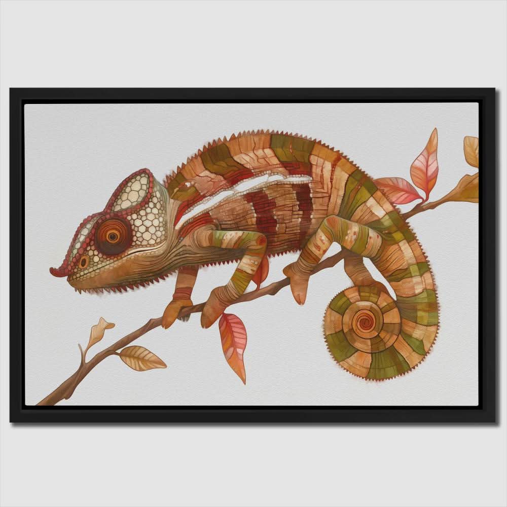 Earthly Chameleon - Wall Art in Black Frame