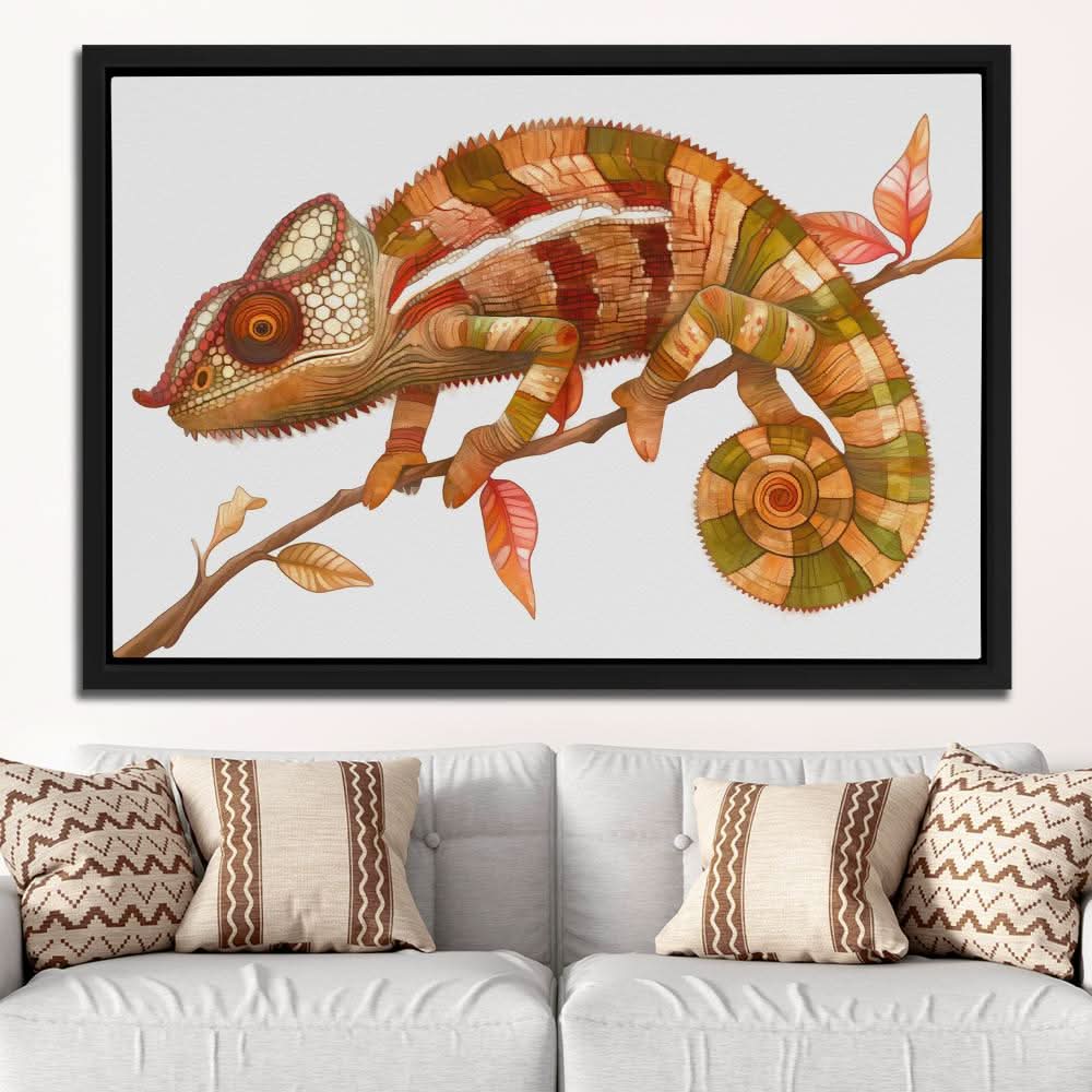 Earthly Chameleon - Chameleon Wall Art in Black Frame