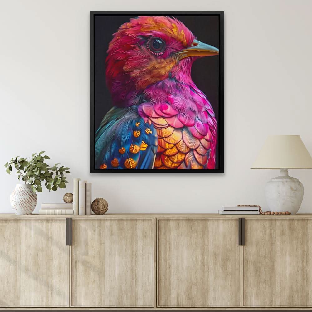 Earthly Elegance - Bird Wall Art in Black Frame