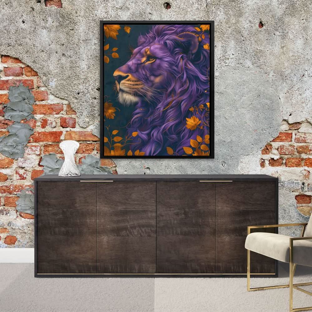 Earthly Lion - Modern Gold Canvas Wall Art