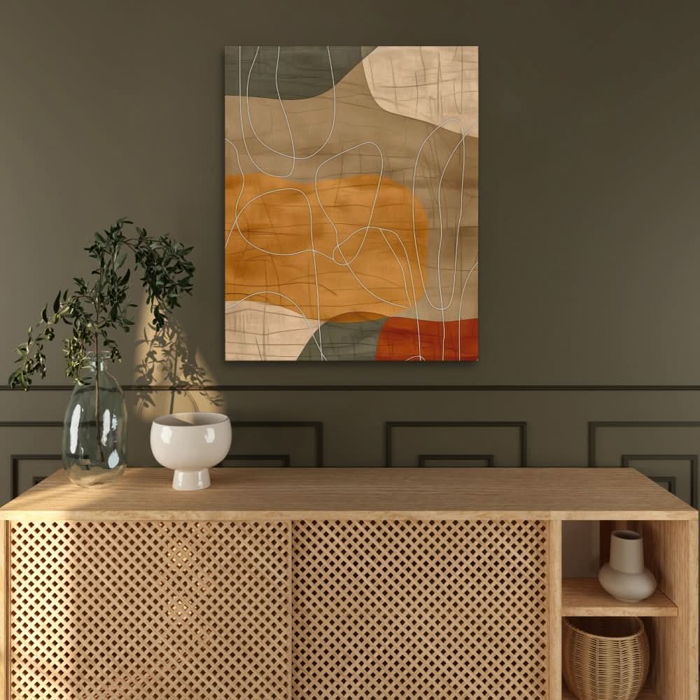 Earthly Tones - Abstract Wall Art in Black Frame