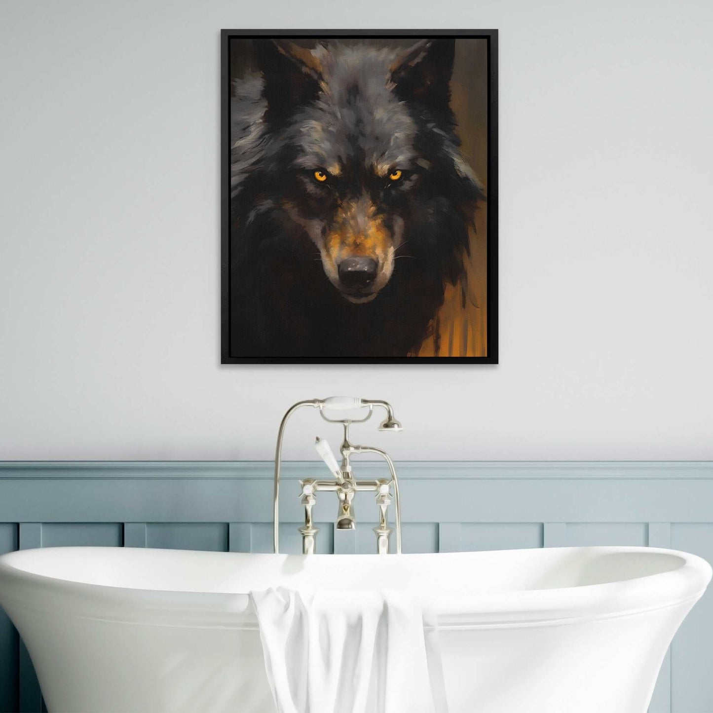 Ebony Spirit - Black Wolf Canvas Print