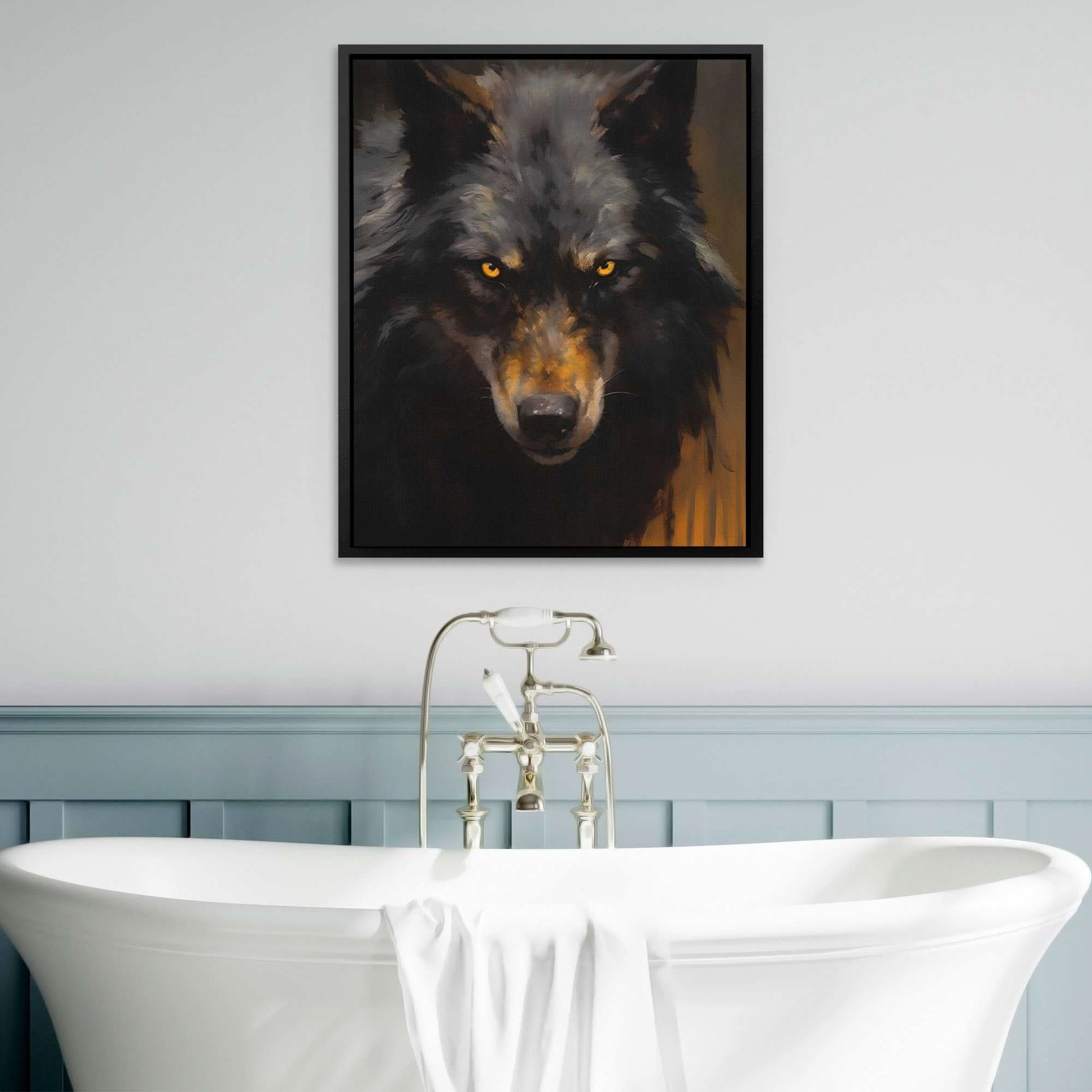 Ebony Spirit - Black Wolf Canvas Print
