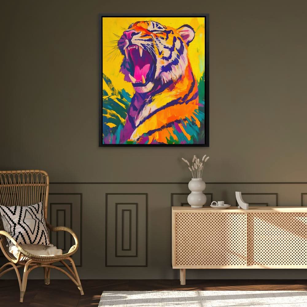 Echo of the Wild - Tiger Wall Art in Black Frame