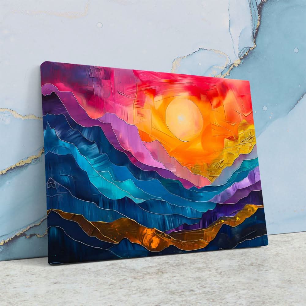 Echoing Hills - Abstract Wall Art in Black Frame