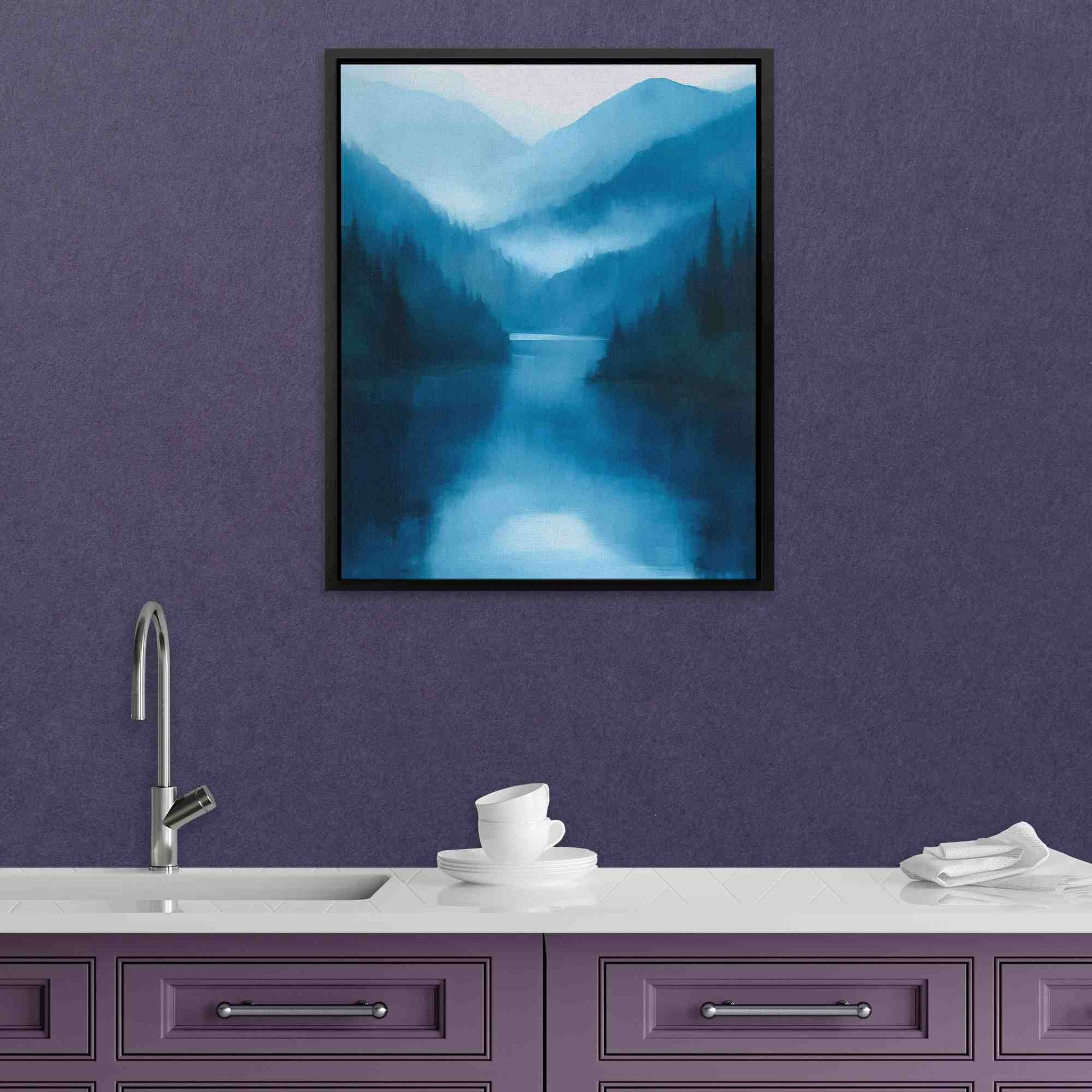 Eco Forest - Watercolor Blue Canvas Wall Art