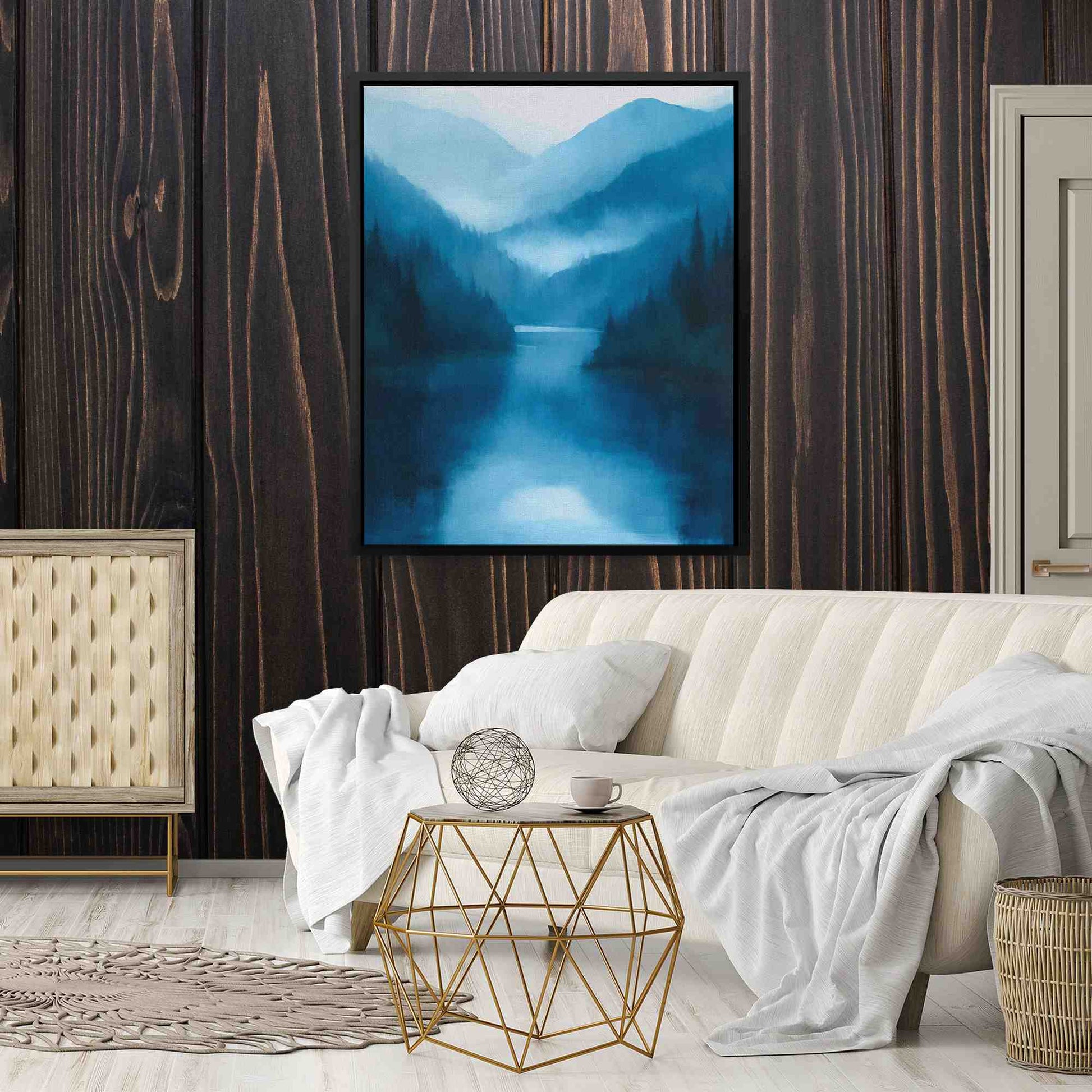 Eco Forest - Mountain Wall Art in Black Frame