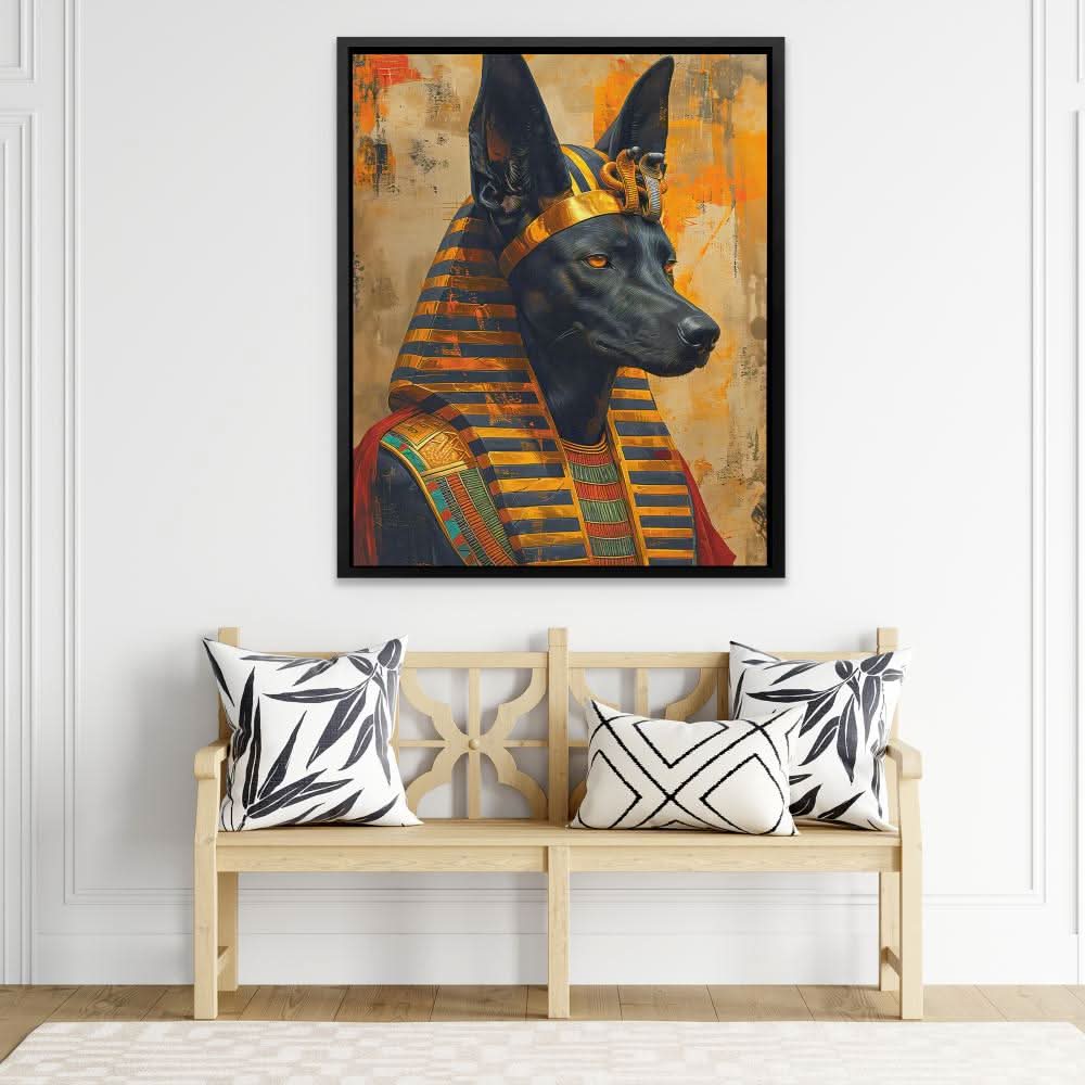 Egyptian Anubis - Wall Art in Black Frame