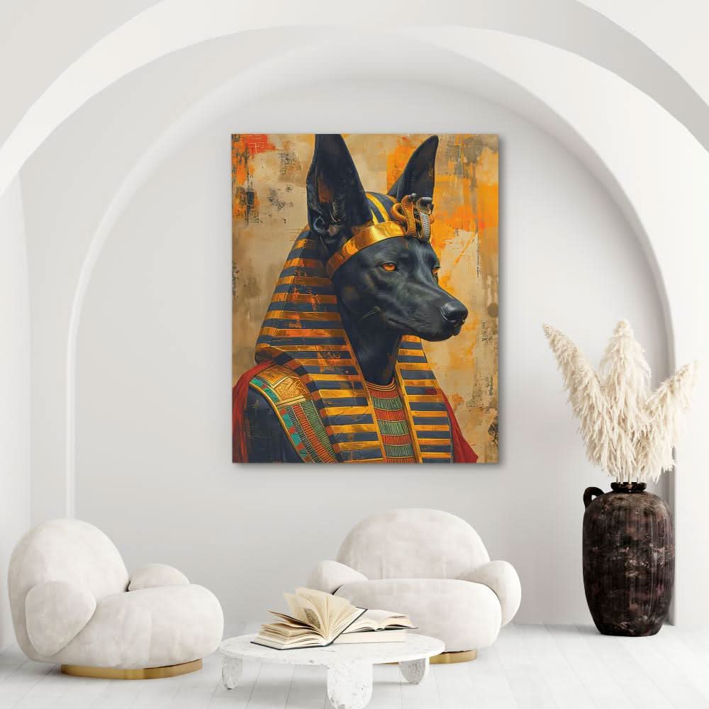Egyptian Anubis - Black and Gold Anubis Canvas Print