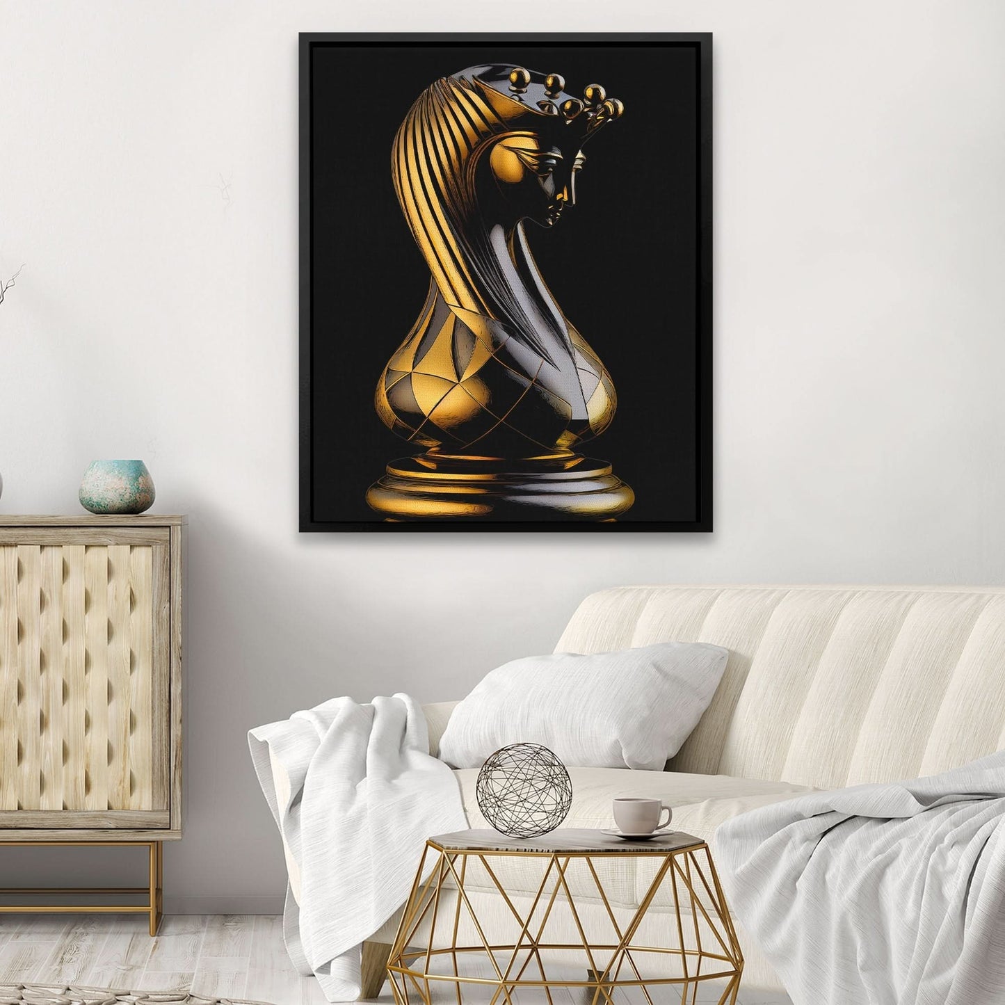 Egyptian Chess Queen - Wall Art in Black Frame