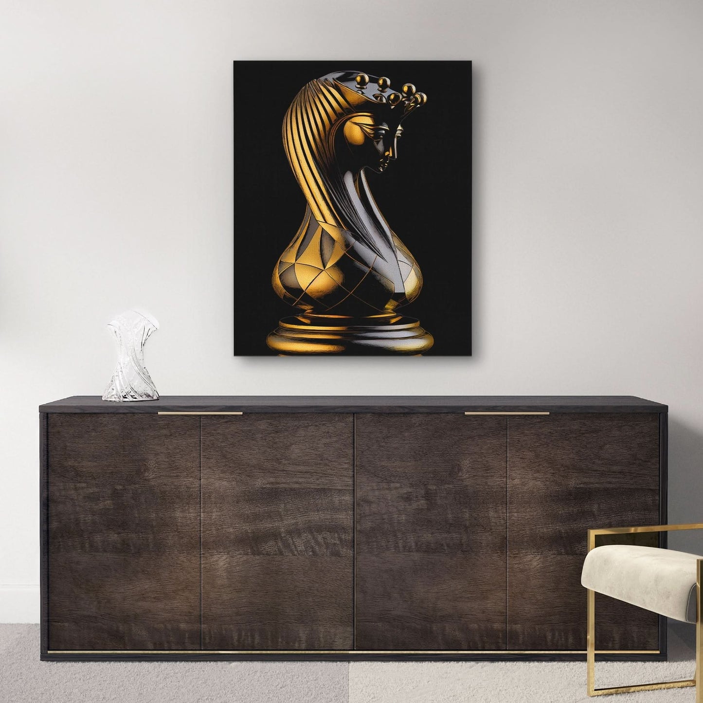 Egyptian Chess Queen - Black Wall Art