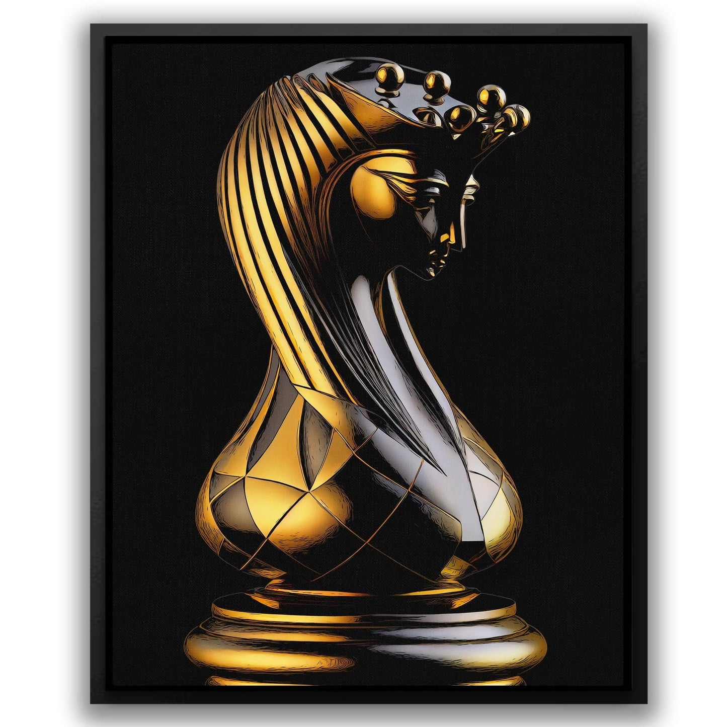 Egyptian Chess Queen - Black Canvas Wall Art