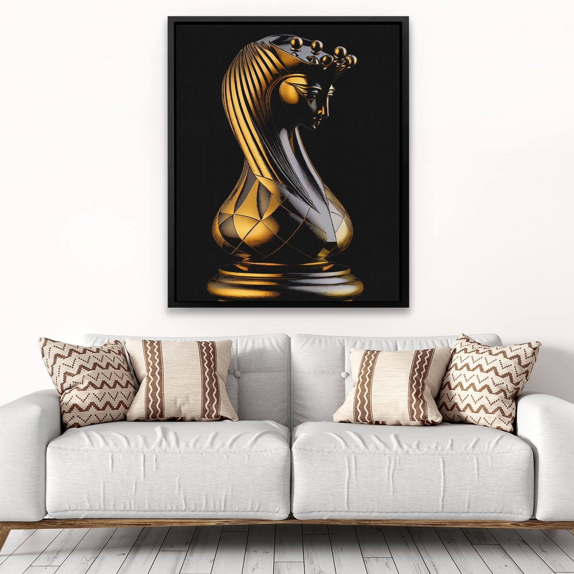 Egyptian Chess Queen - Egyptian Wall Art in Black Frame