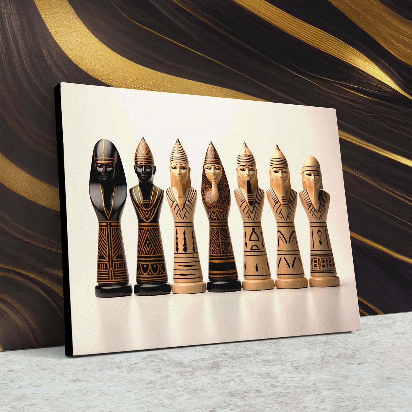 Egyptian Chess Set - Canvas Wall Art