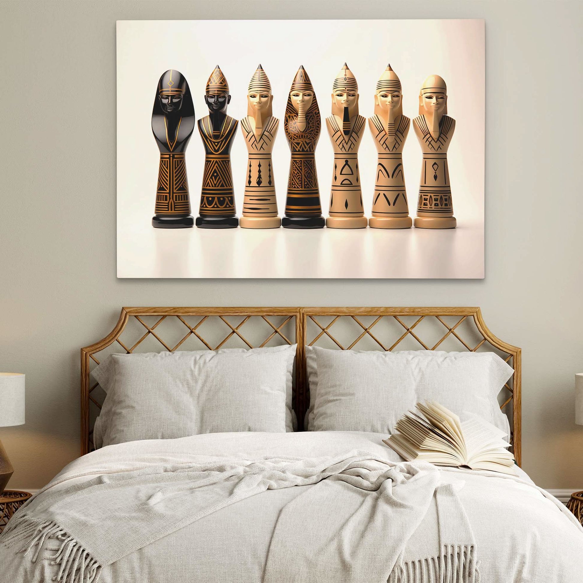 Egyptian Chess Set - Large Canvas Print