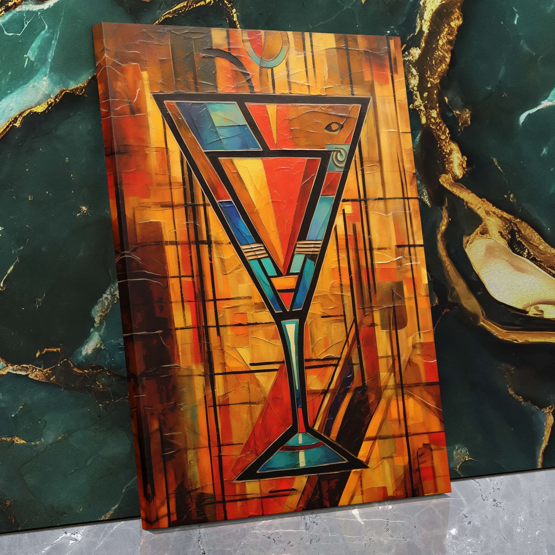 Egyptian Cocktail - Abstract Wall Art in Black Frame