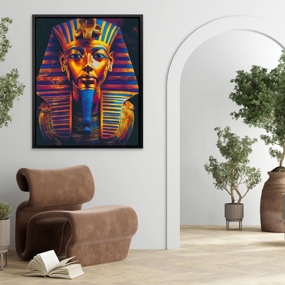 Egyptian King Tomb - Modern Blue Canvas Wall Art