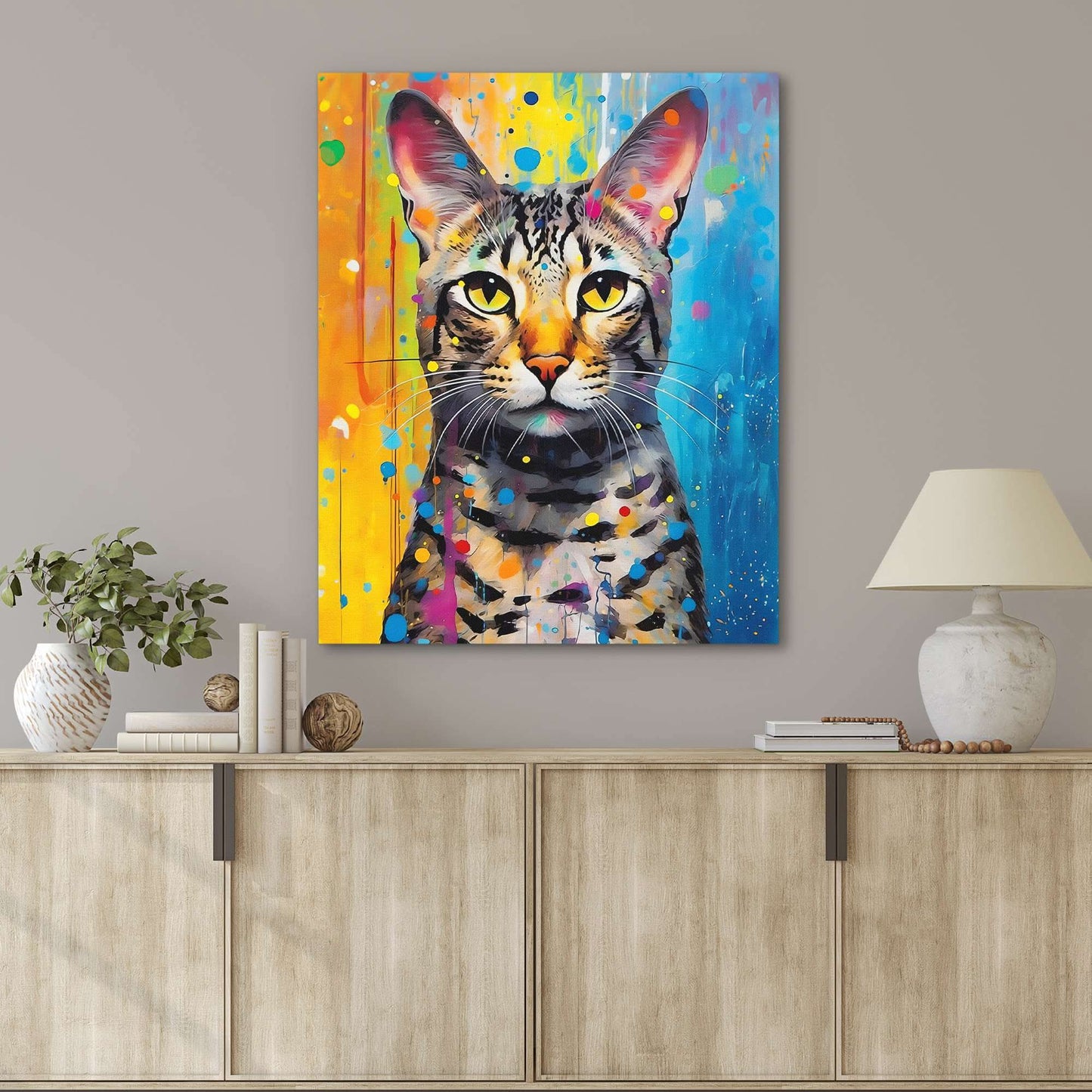 Egyptian Mau - Pop Art Wall Art in Black Frame