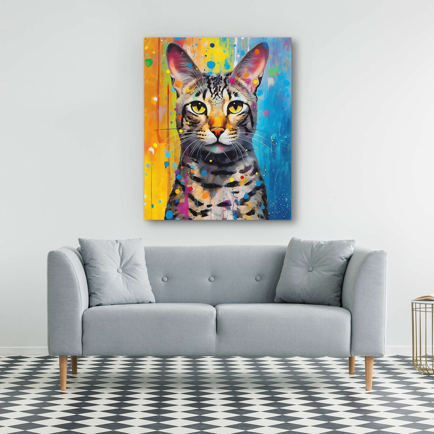 Egyptian Mau - Blue Wall Art