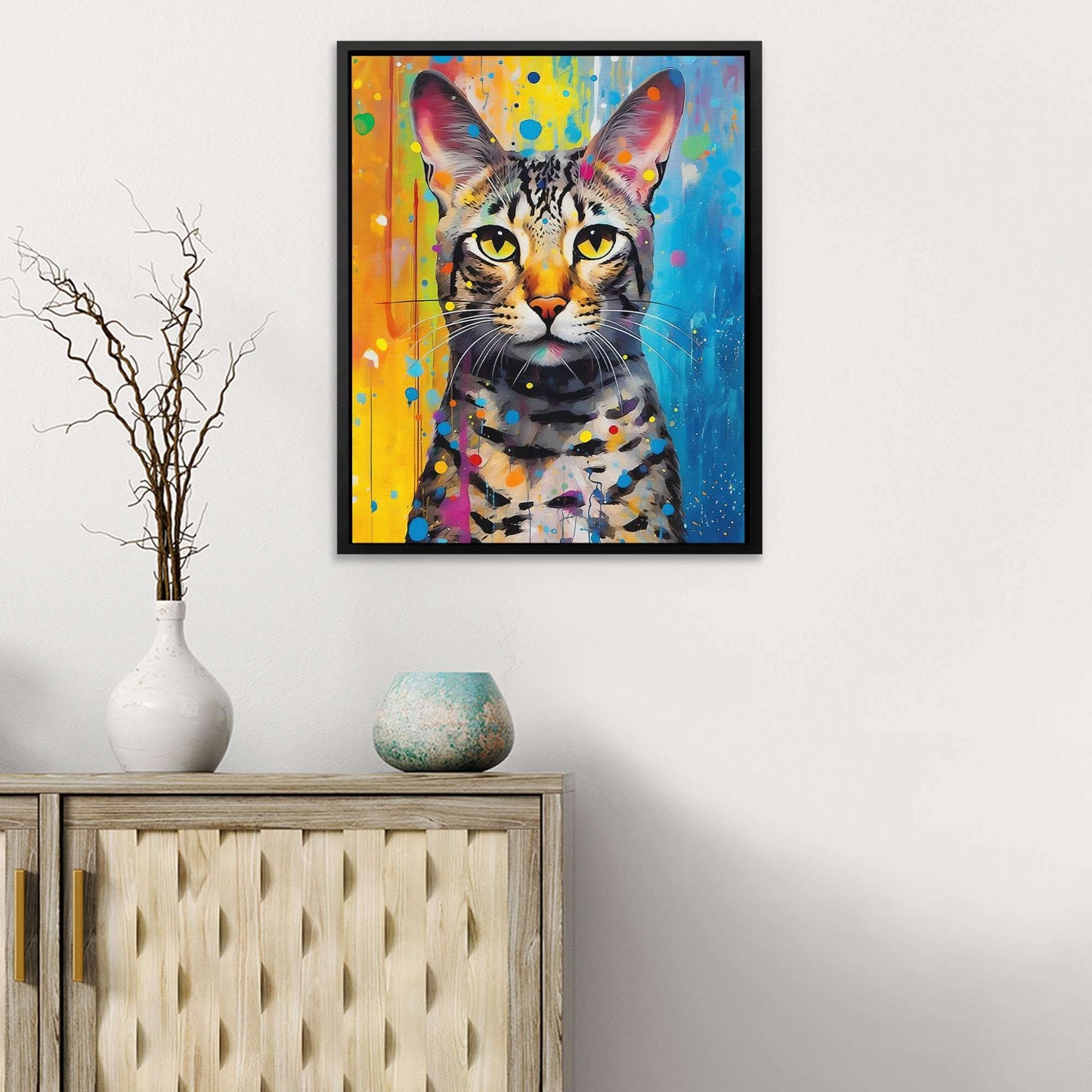 Egyptian Mau - Pop Art Blue Canvas Wall Art