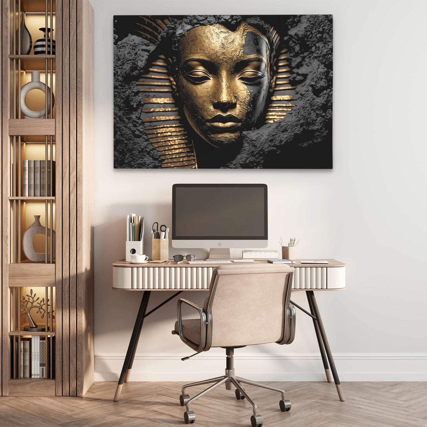 Egyptian Pharaoh Queen - Black Canvas Wall Art